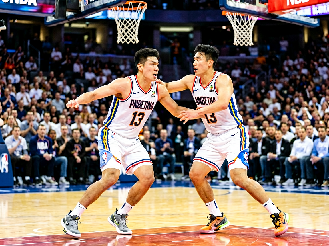 NBA篮球比赛现场,球员激烈对抗场景